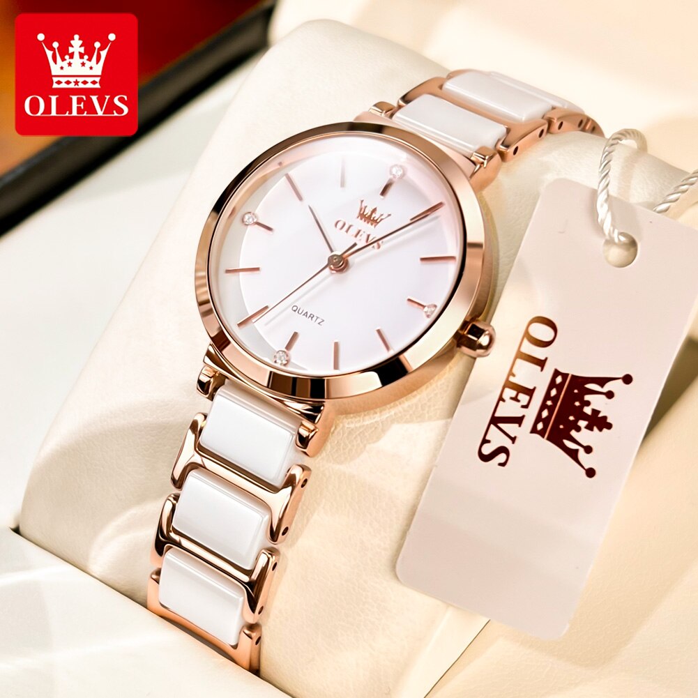 Luxury Ceramic Watch - OLEVS Fashion Women Watches Relogio Feminino