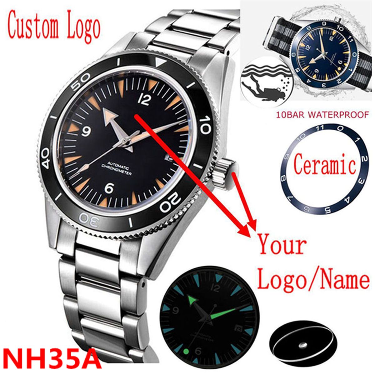 Tùy Chỉnh Logo NH35A Đồng Hồ 1 - đánh giá và giá Luxury Ceramic Watch