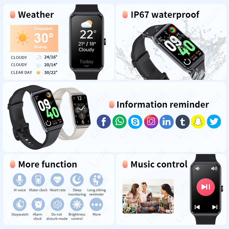 LIGE Couple Smart Wristband Me - đánh giá và giá Smartwatch Latest Watches For Women