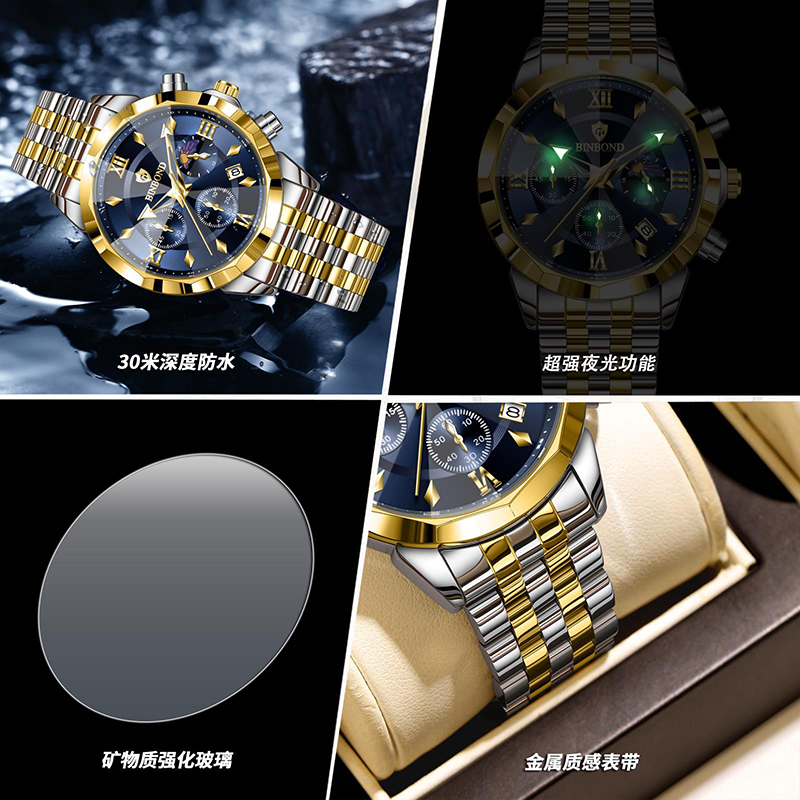 BINBOND Authentic Men's Watch  - đánh giá và giá Smartwatch Trending Watches For Men