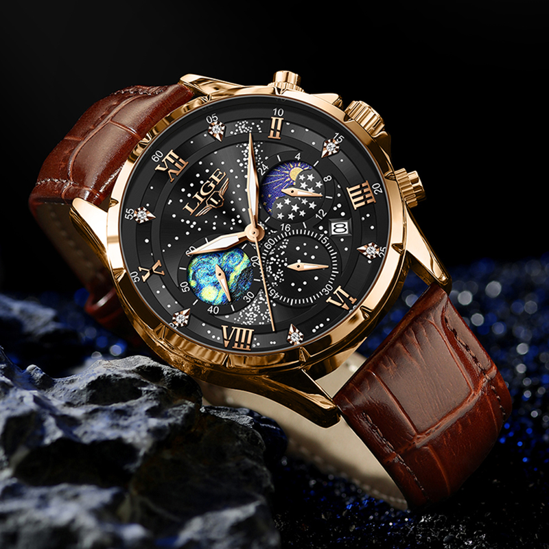 LIGE New 24 Hour Moon Phase Wa - đánh giá và giá Smartwatch Army Watches For Men