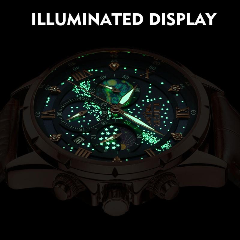 LIGE New 24 Hour Moon Phase Wa - đánh giá và giá Smartwatch Army Watches For Men