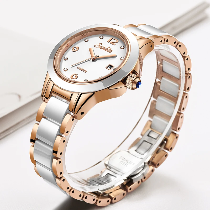 Sunkta Fashion Casual Quartz W - đánh giá và giá Luxury Ceramic Watch