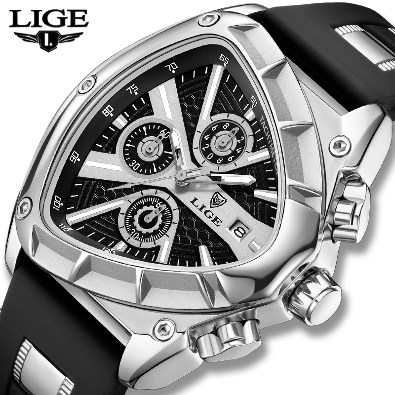 LIGE Fashion Men Watch Triangl - đánh giá và giá Smartwatch Army Watches For Men