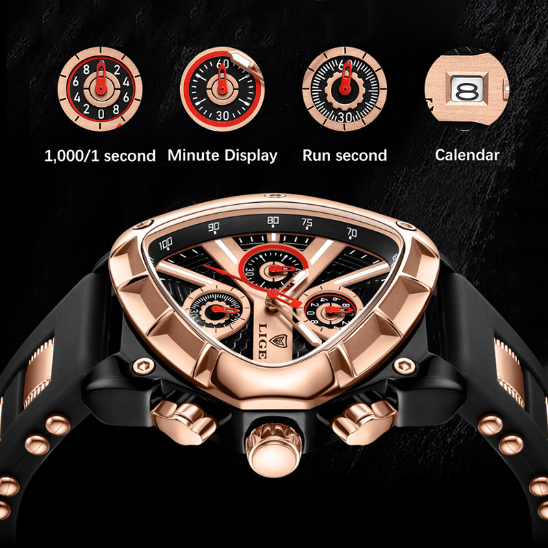 LIGE Fashion Men Watch Triangl - đánh giá và giá Smartwatch Army Watches For Men
